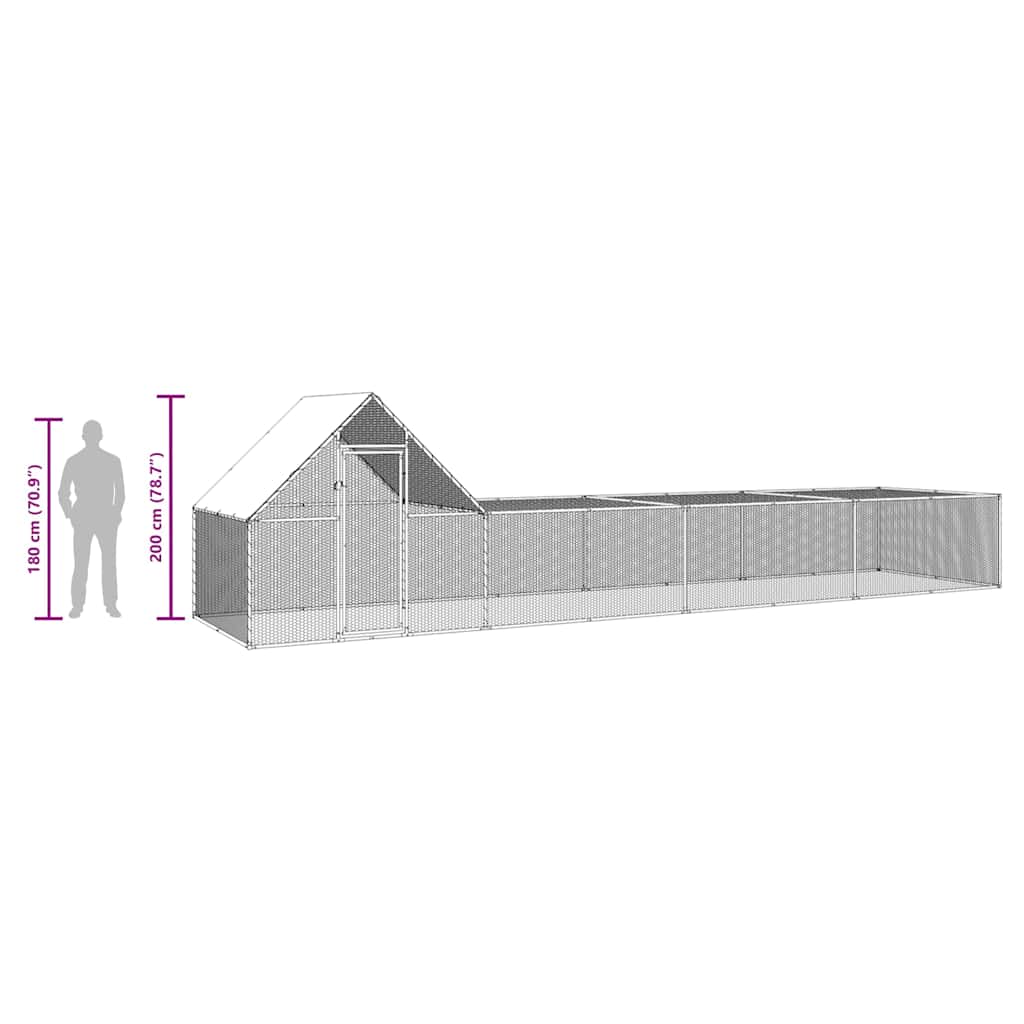 Chicken Coop 8x2x2 m Galvanised Steel