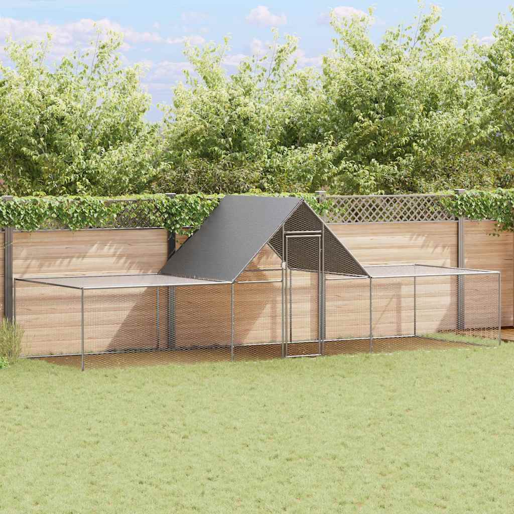 Chicken Coop 6x2x2 m Galvanised Steel