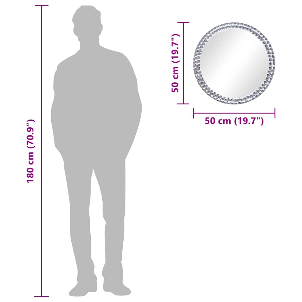 Wall Mirror 50 cm Tempered Glass