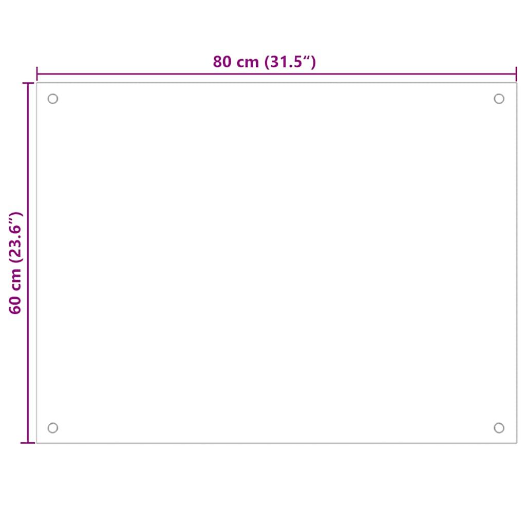 Kitchen Backsplash Transparent 80x60 cm Tempered Glass