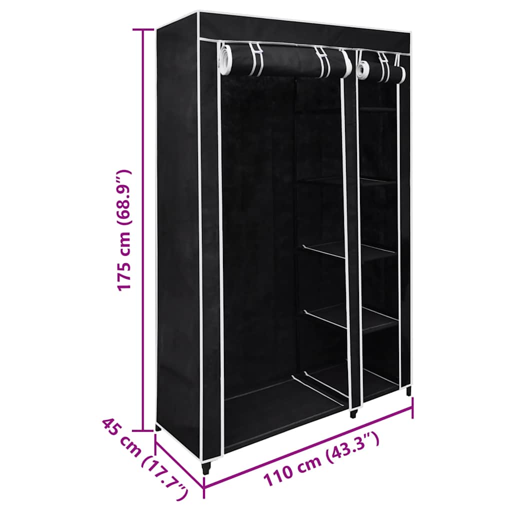 Wardrobes 2 pcs Black Fabric