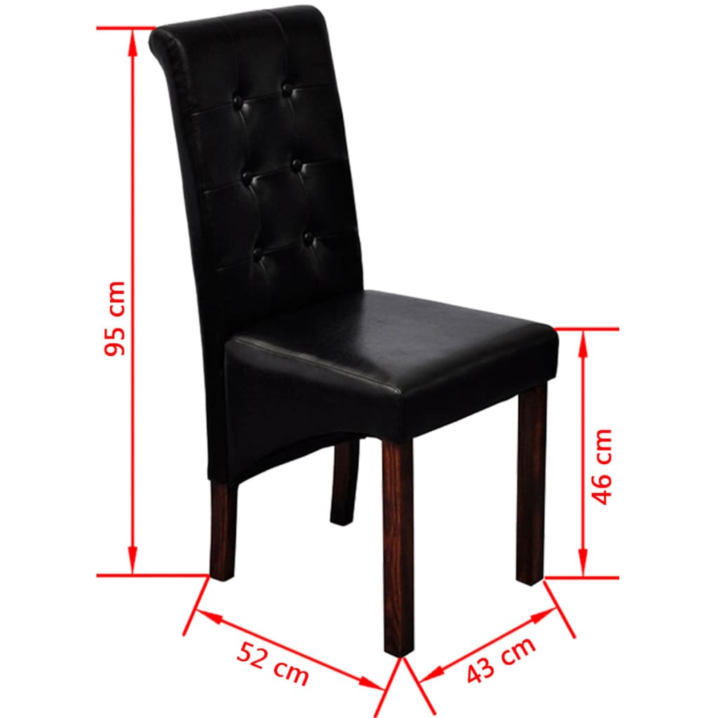 Dining Chairs 6 pcs Black Faux Leather