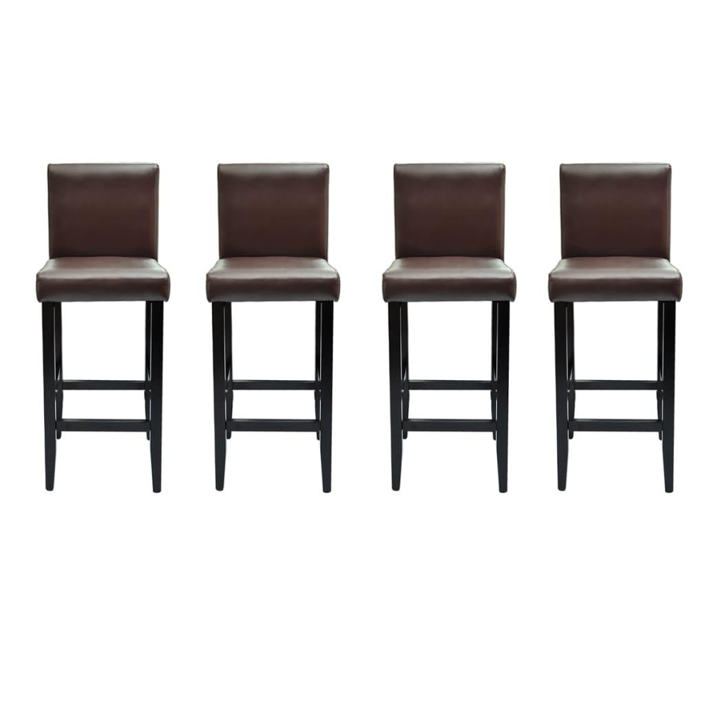 Bar Stools 4 pcs Dark Brown Faux Leather