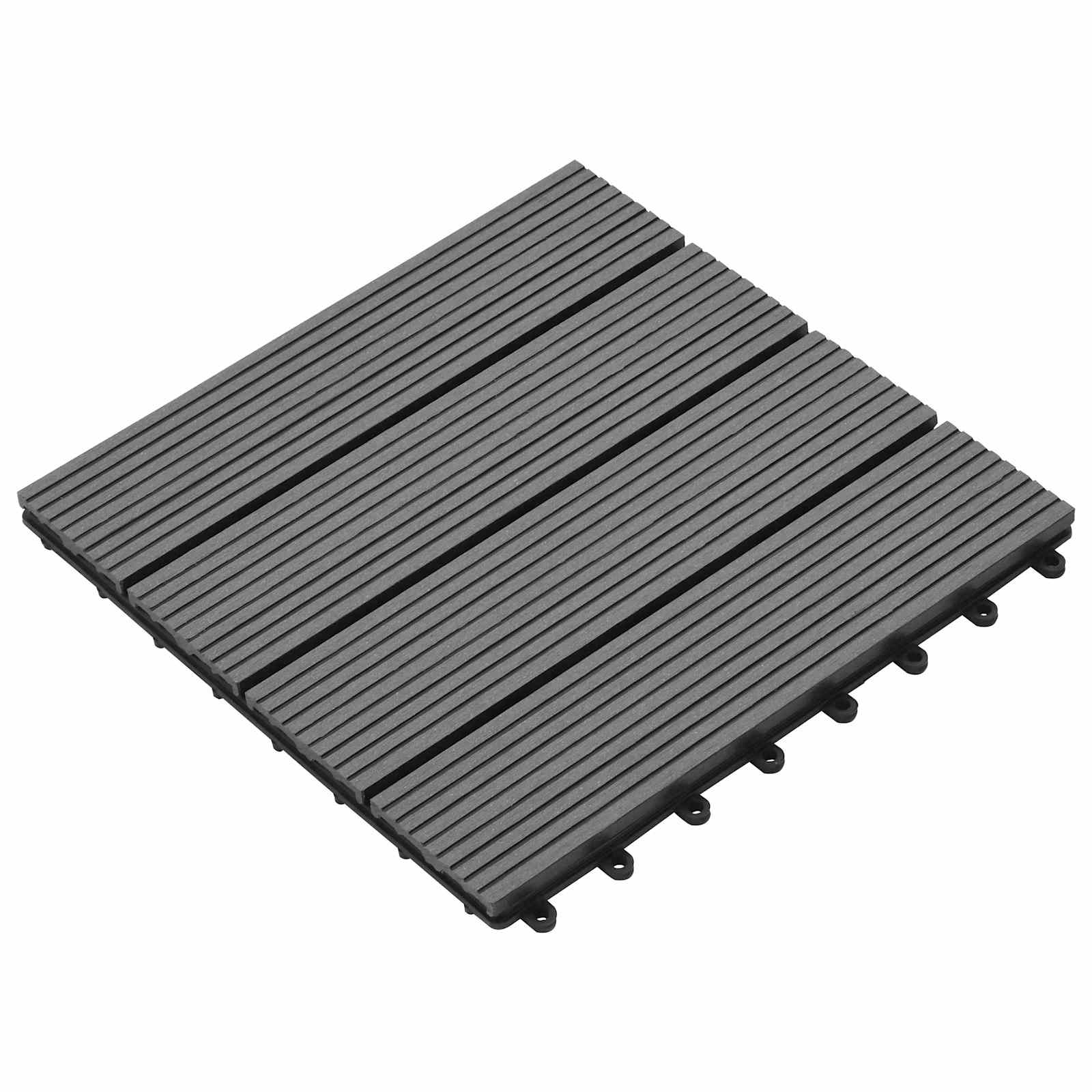 Decking Tile 11 pcs Grey 30 x 30 cm WPC