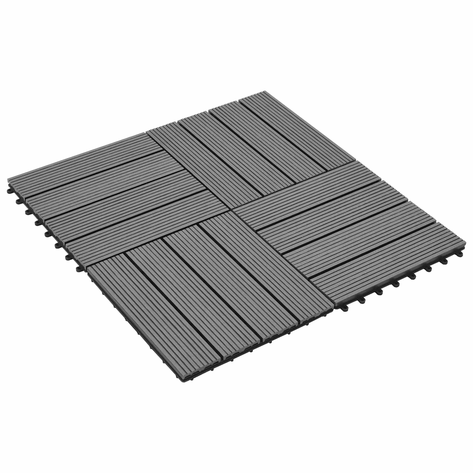 Decking Tile 11 pcs Grey 30 x 30 cm WPC