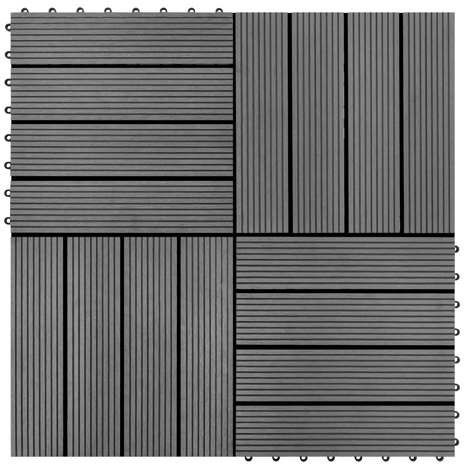 Decking Tile 11 pcs Grey 30 x 30 cm WPC