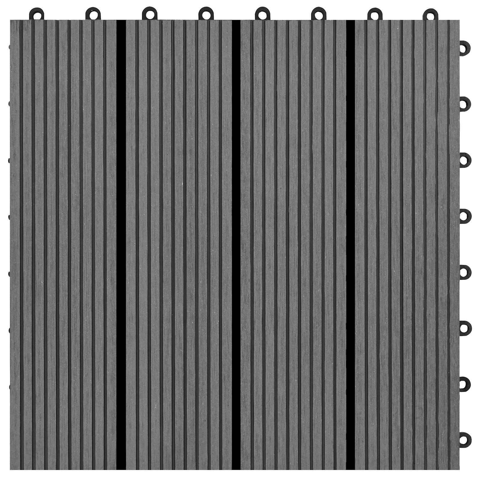 Decking Tile 11 pcs Grey 30 x 30 cm WPC