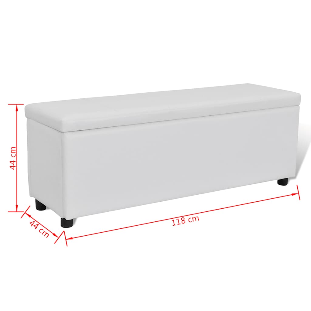 Storage Bench White 118 x 44 x 44 cm