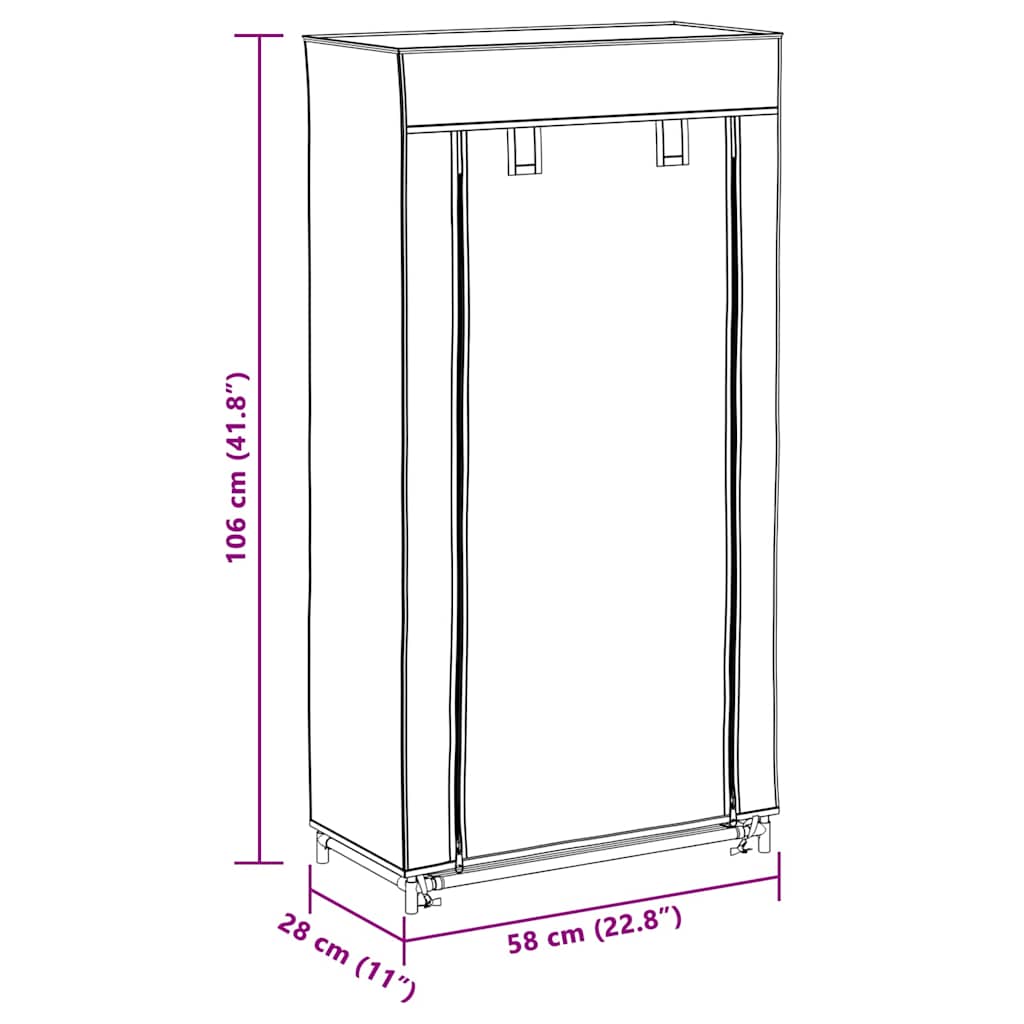 Fabric Shoe Cabinet with Cover 58 x 28 x 106 cm Black