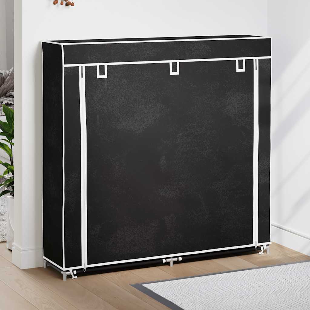 Fabric Shoe Cabinet with Cover 115 x 28 x 110 cm Black