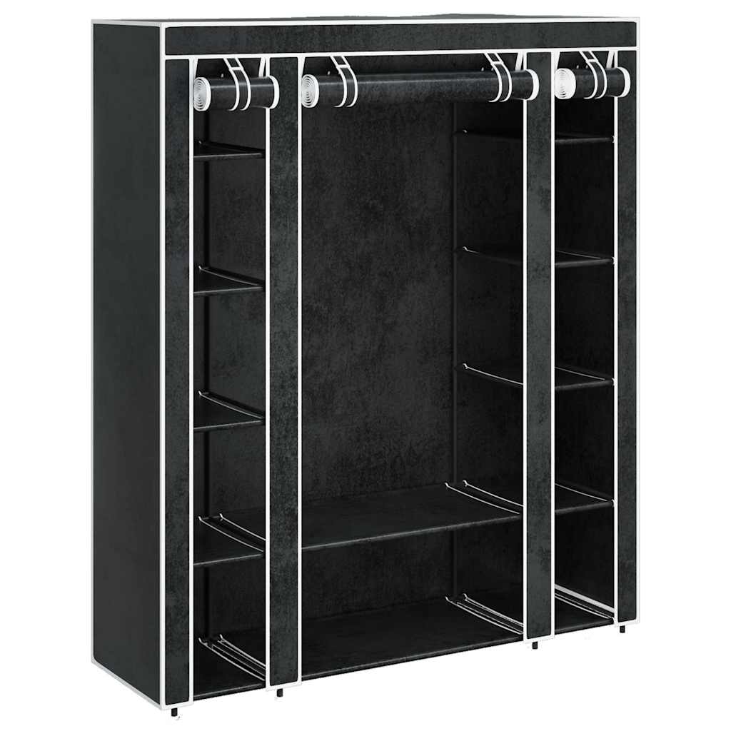 Fabric Wardrobe with Compartments and Rods 45x150x176 cm Black