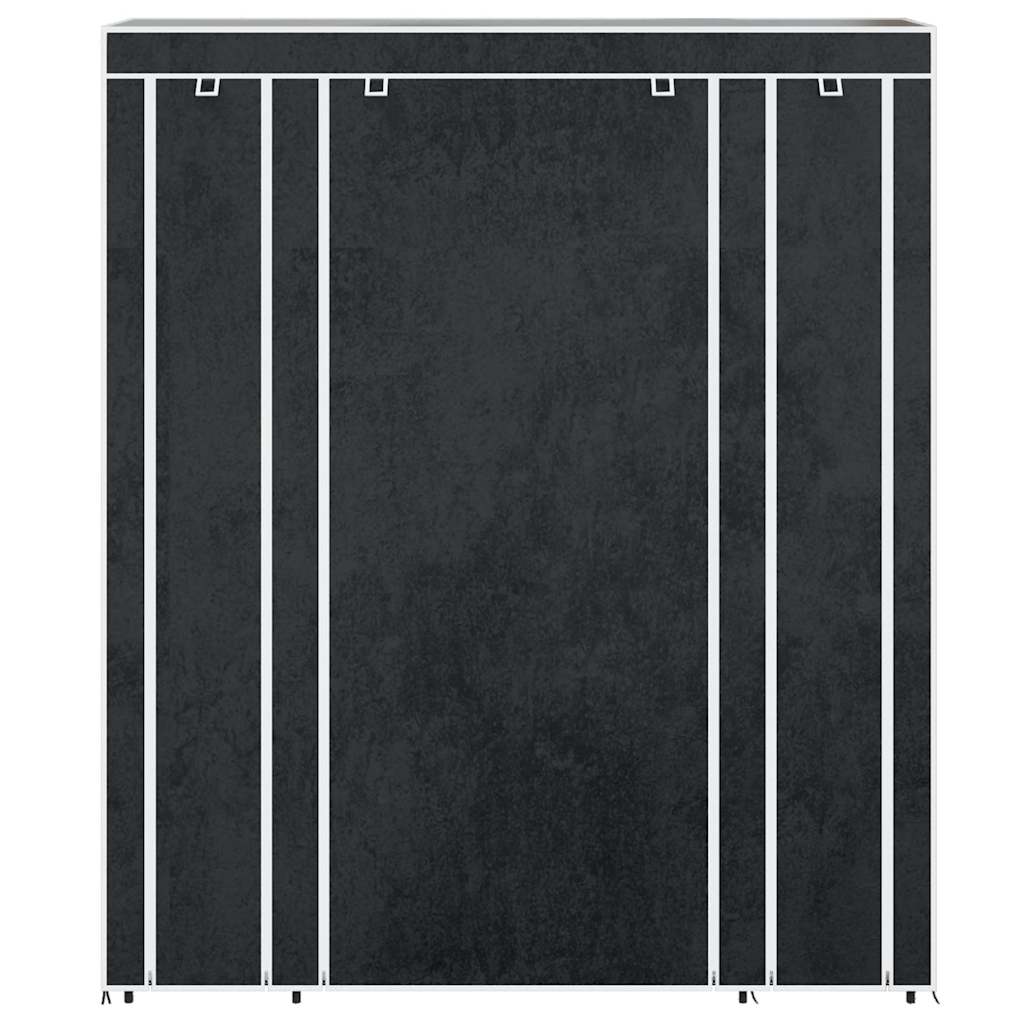 Fabric Wardrobe with Compartments and Rods 45x150x176 cm Black