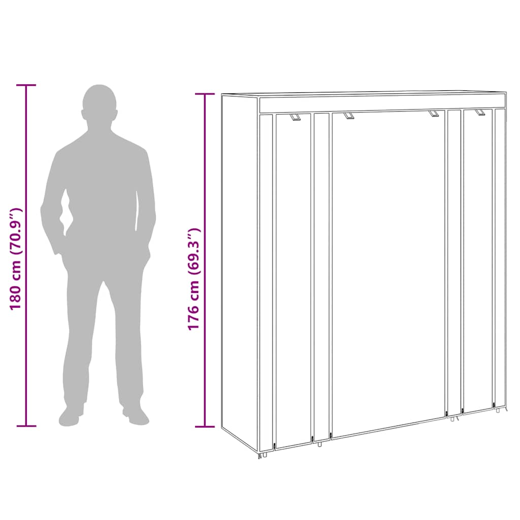 Wardrobe with Compartments and Rods 45x150x176 cm Black Fabric