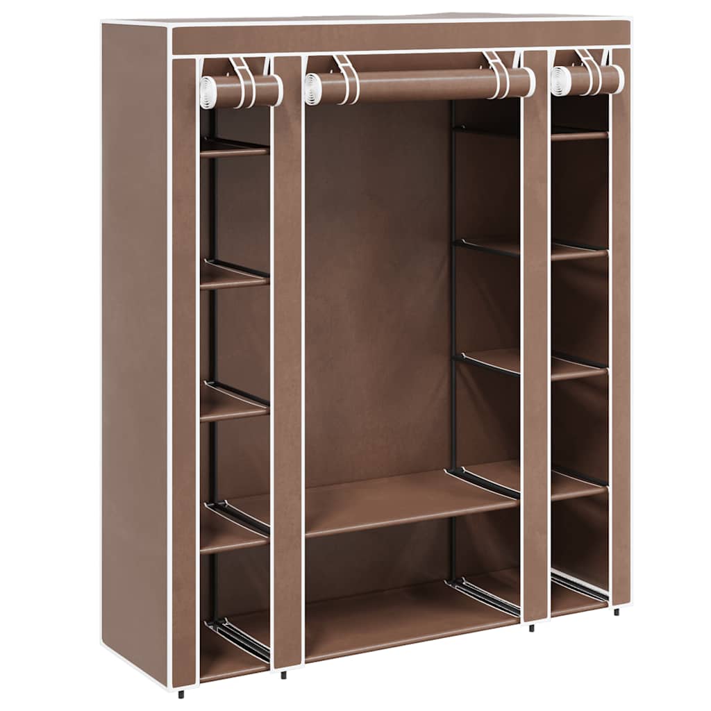 Wardrobe with Compartments and Rods 45x150x176 cm Brown Fabric
