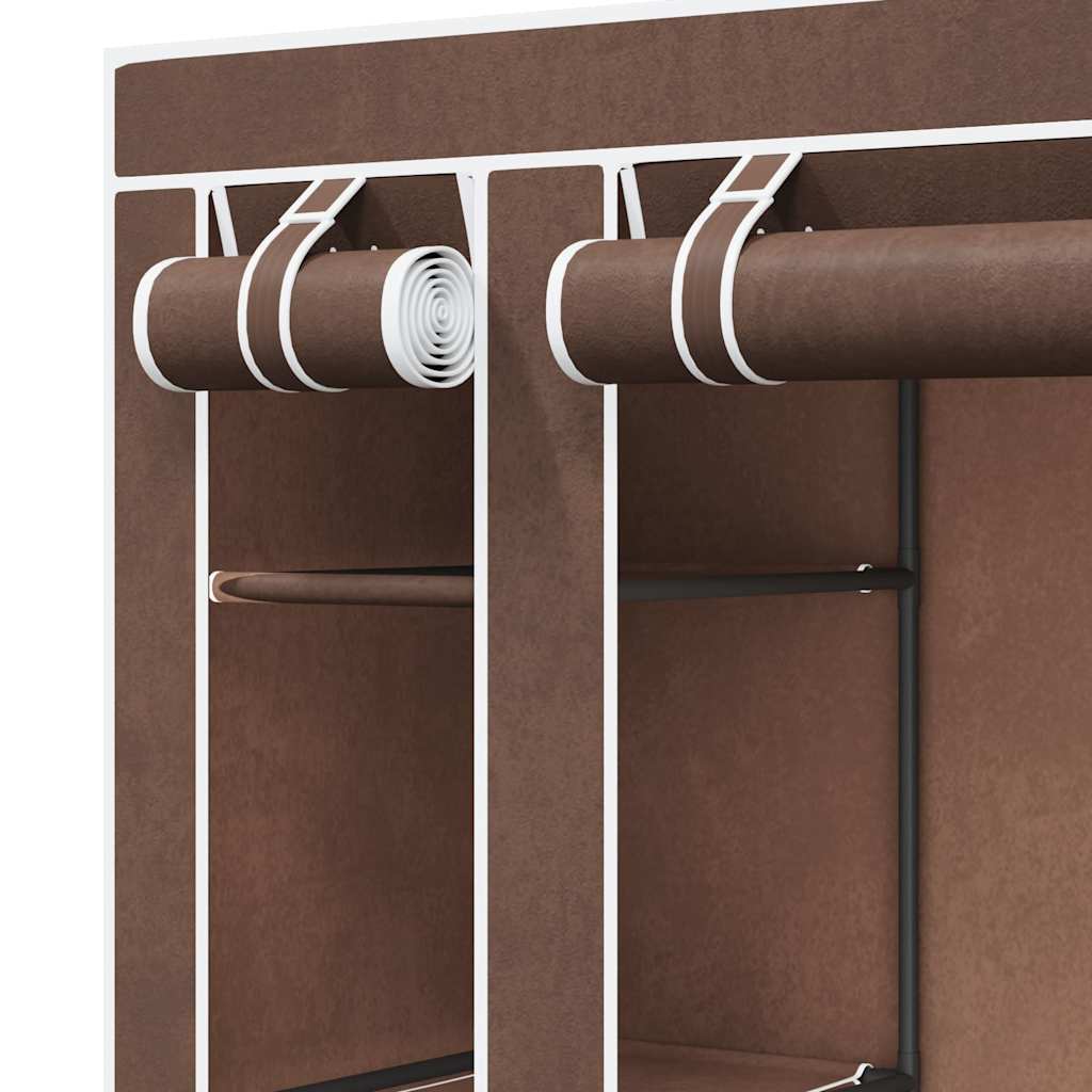 Wardrobe with Compartments and Rods 45x150x176 cm Brown Fabric
