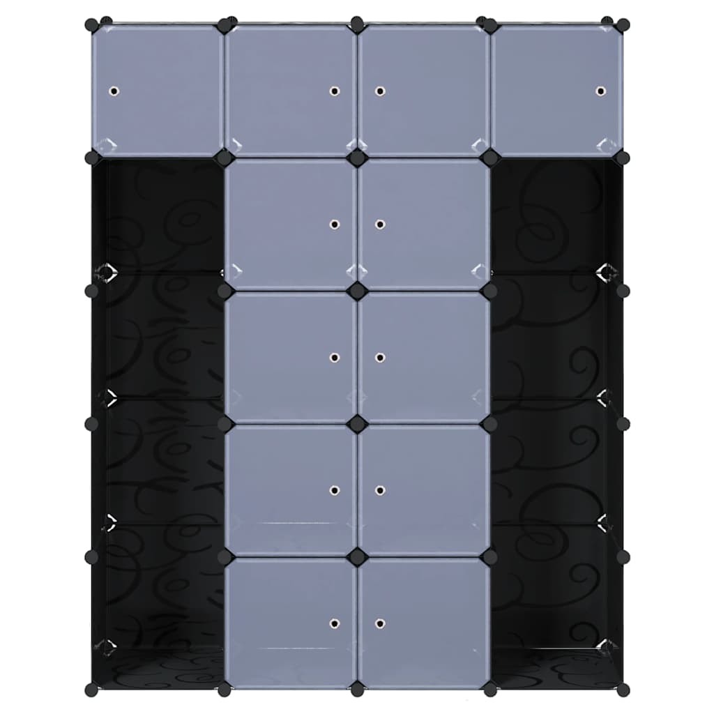 Modular Cabinet 14 Compartments Black and White 37x146x180.5 cm