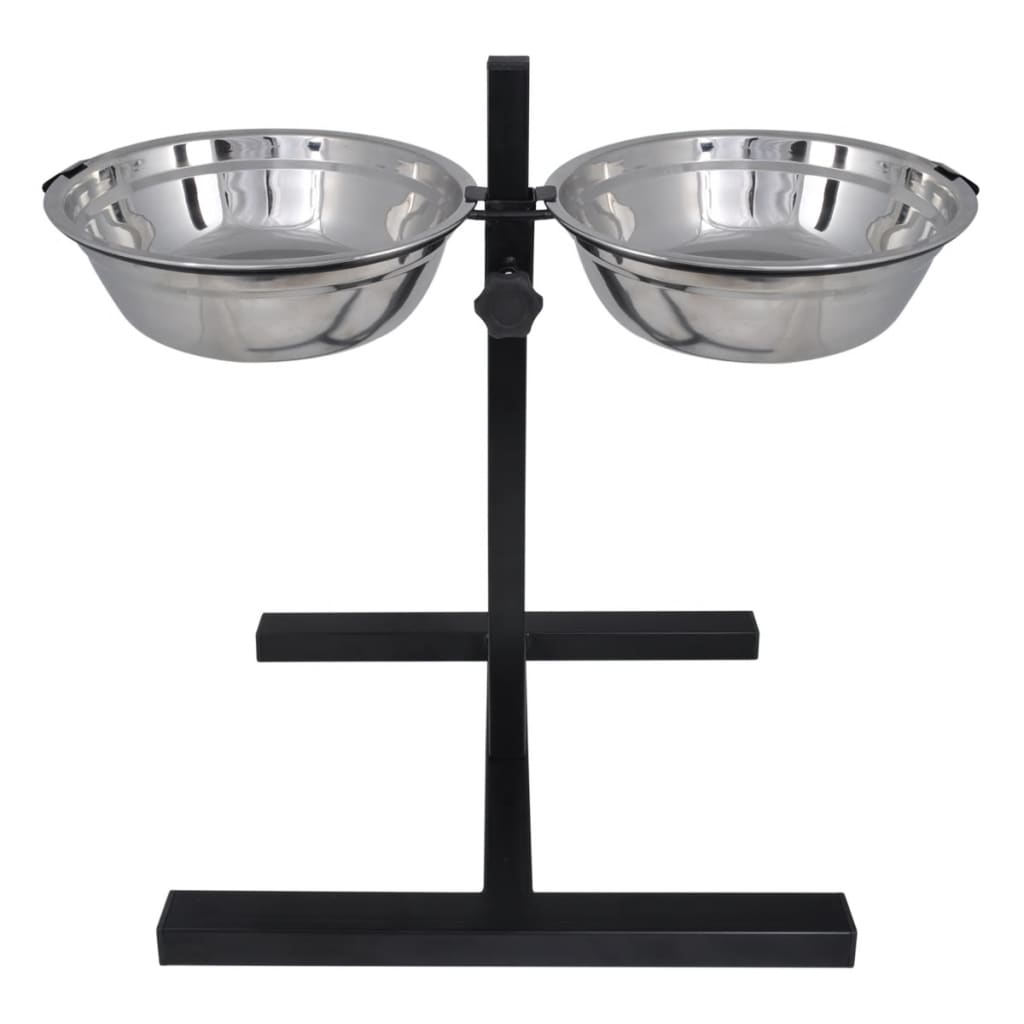 Adjustable Double Diner Pet Dog Feeding Stand & 2x4.1L Bowls