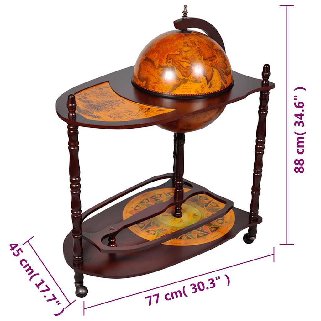 Globe Bar Wine Stand Eucalyptus Wood Freestanding