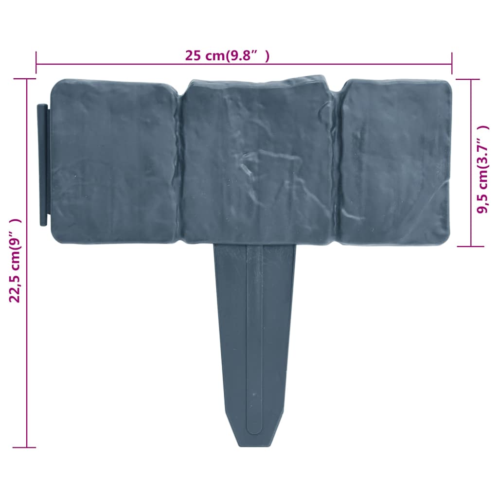 Plastic Garden / Lawn Fence Stone Look 41 pcs 10 m