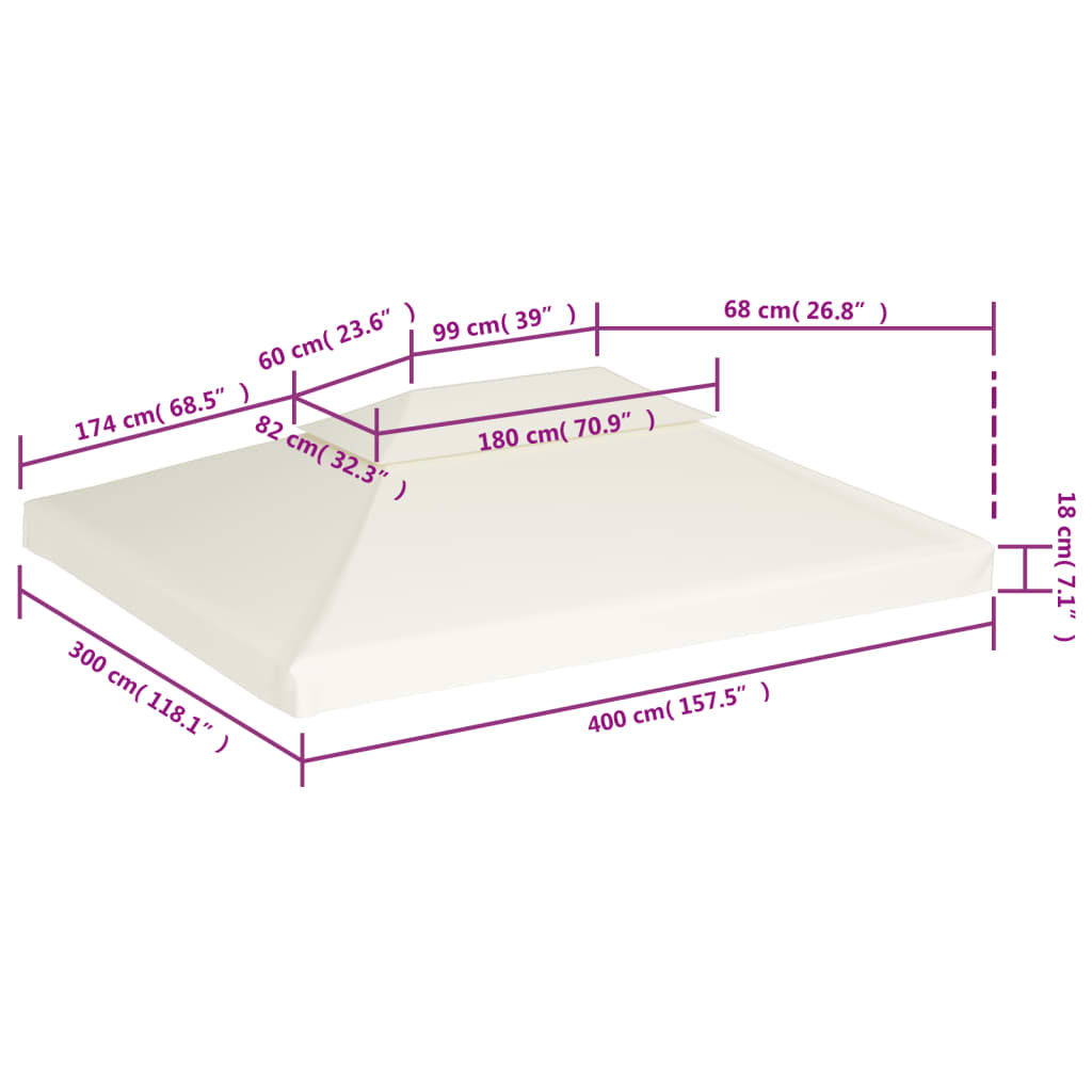 Water-proof Gazebo Cover Canopy 310 g / m² Cream White 3 x 4 m