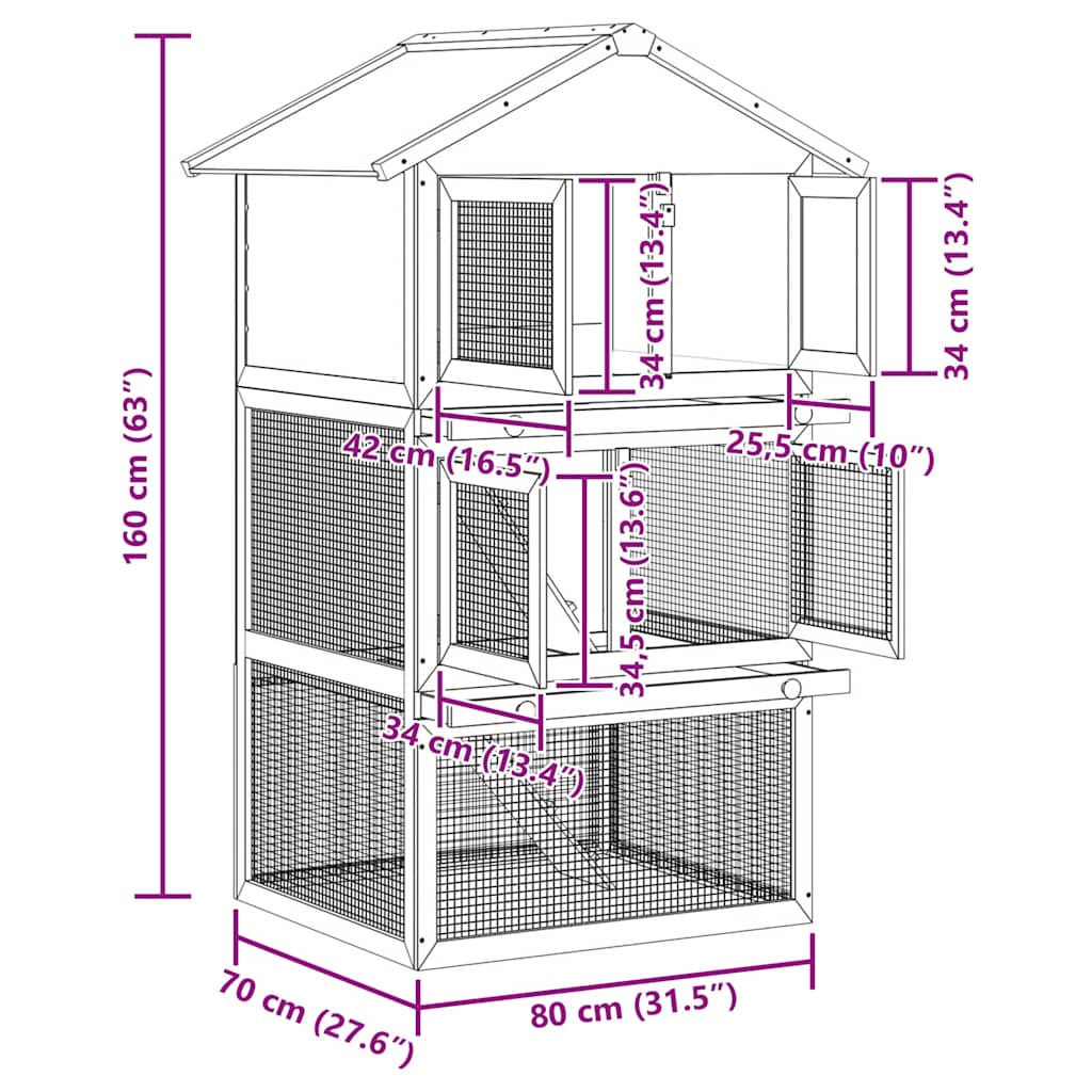 Outdoor Rabbit Hutch Small Animal House Pet Cage 3 Layers Wood