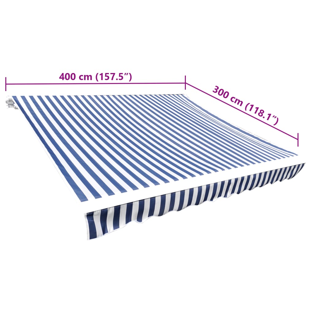 Awning Top Sunshade Canvas Blue & White 4 x 3 m (Frame Not Included)