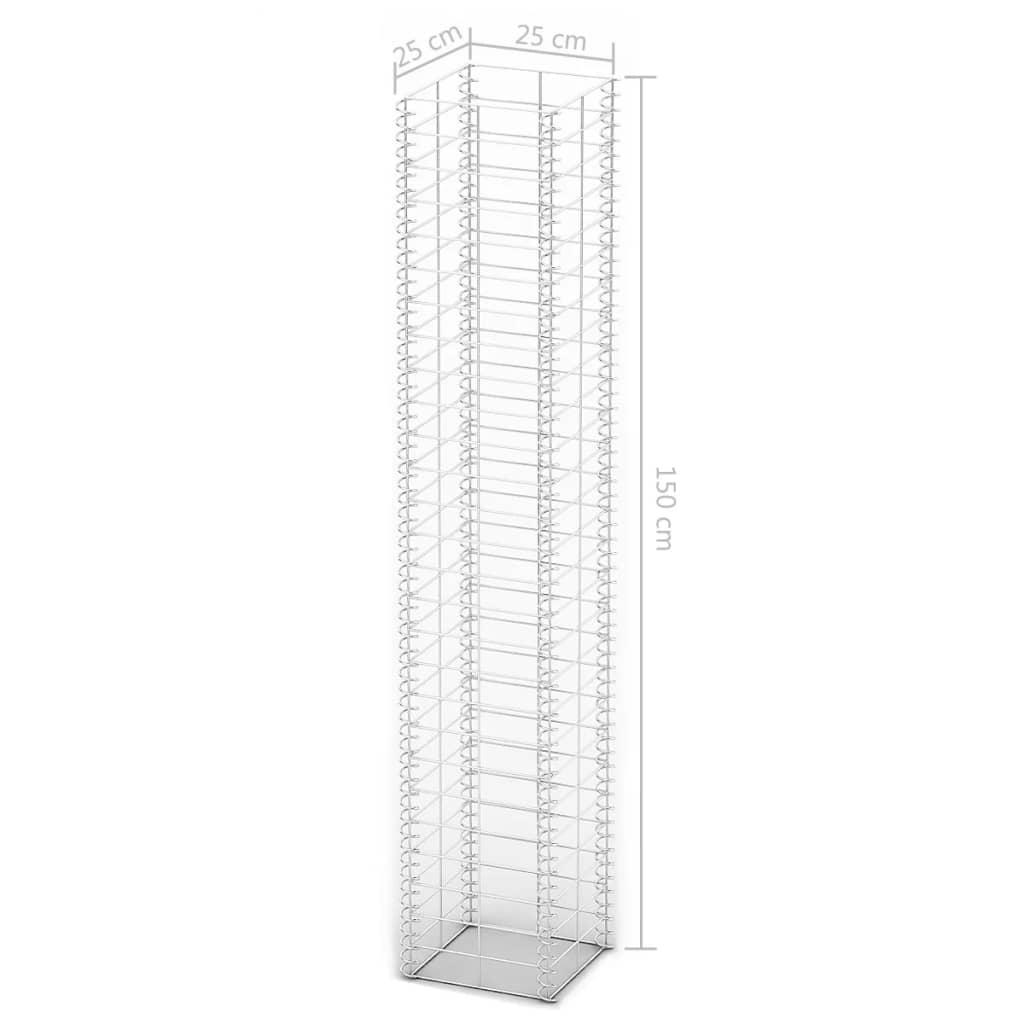 Gabion Set 3 pcs Galvanised Wire 25 x 25 x 150 cm