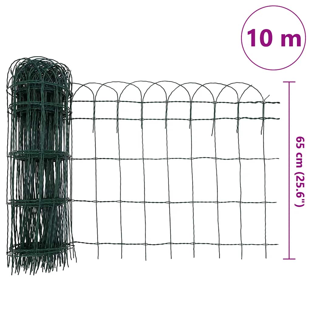 Garden Border Fence Powder-coated Iron 10x0.65 m