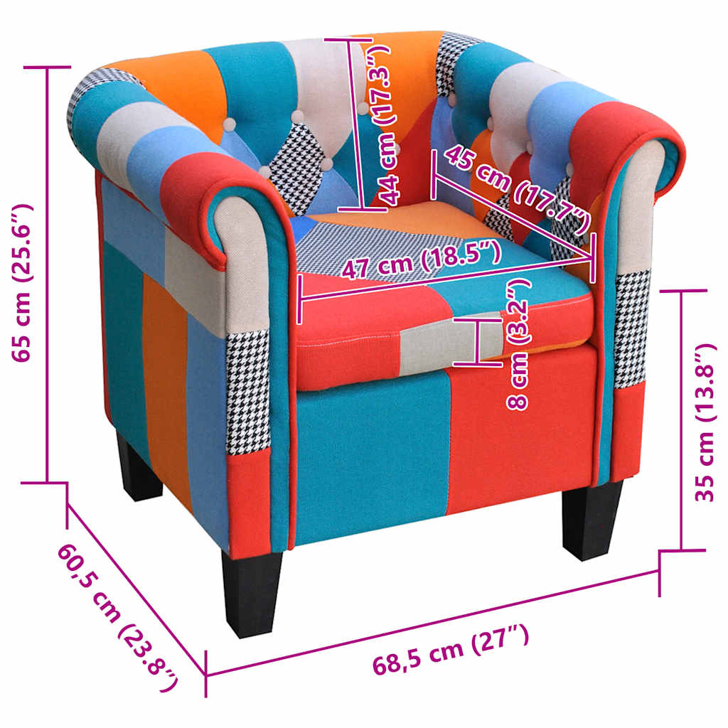 Armchair with Patchwork Design Fabric