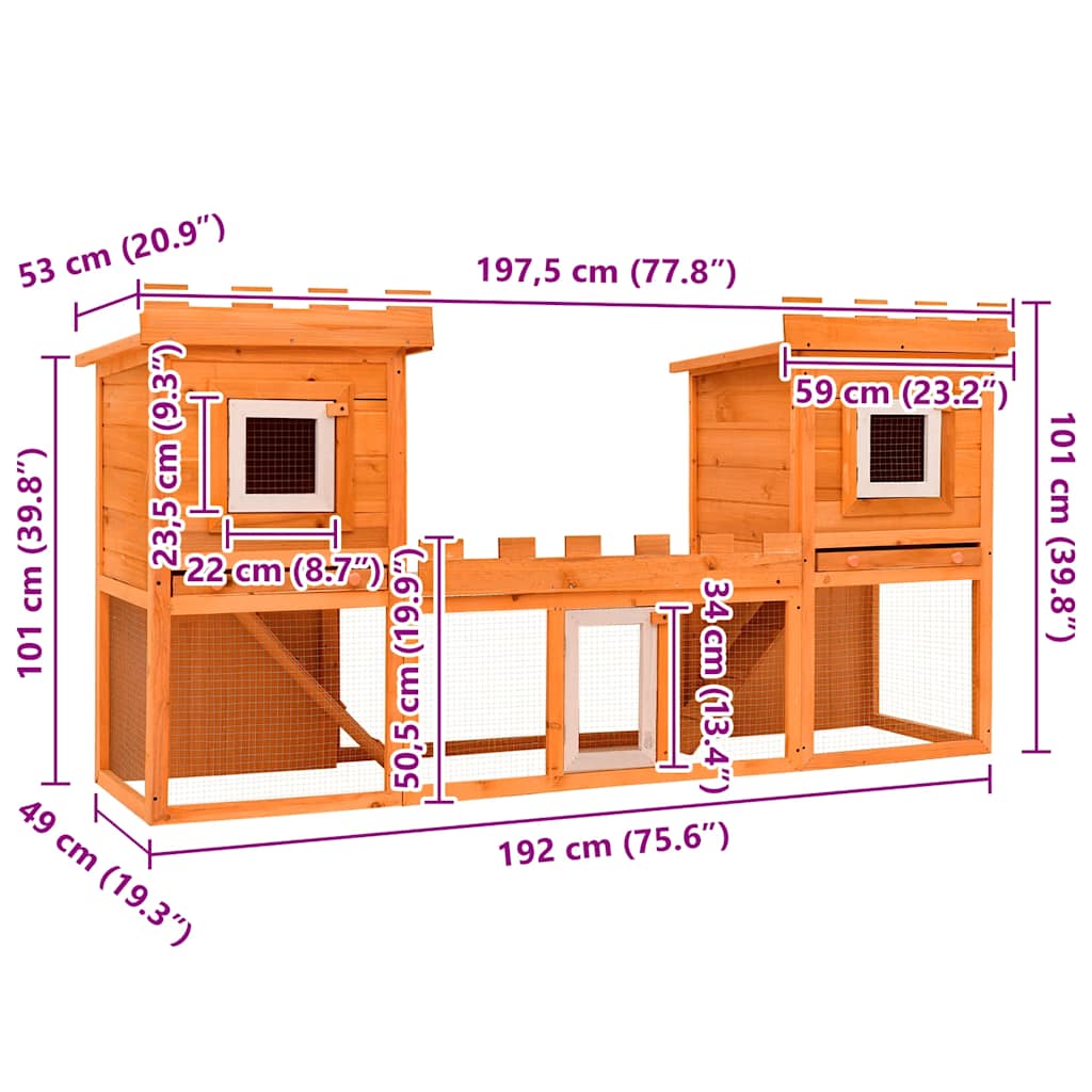 Outdoor Large Rabbit Hutch House Pet Cage Double House