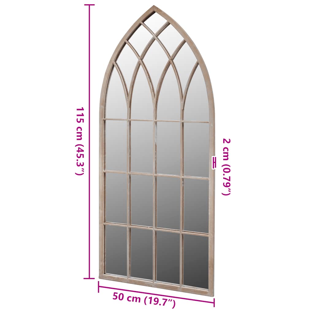 Gothic Arch Garden Mirror 50 x 115 cm for Both Indoor and Outdoor Use