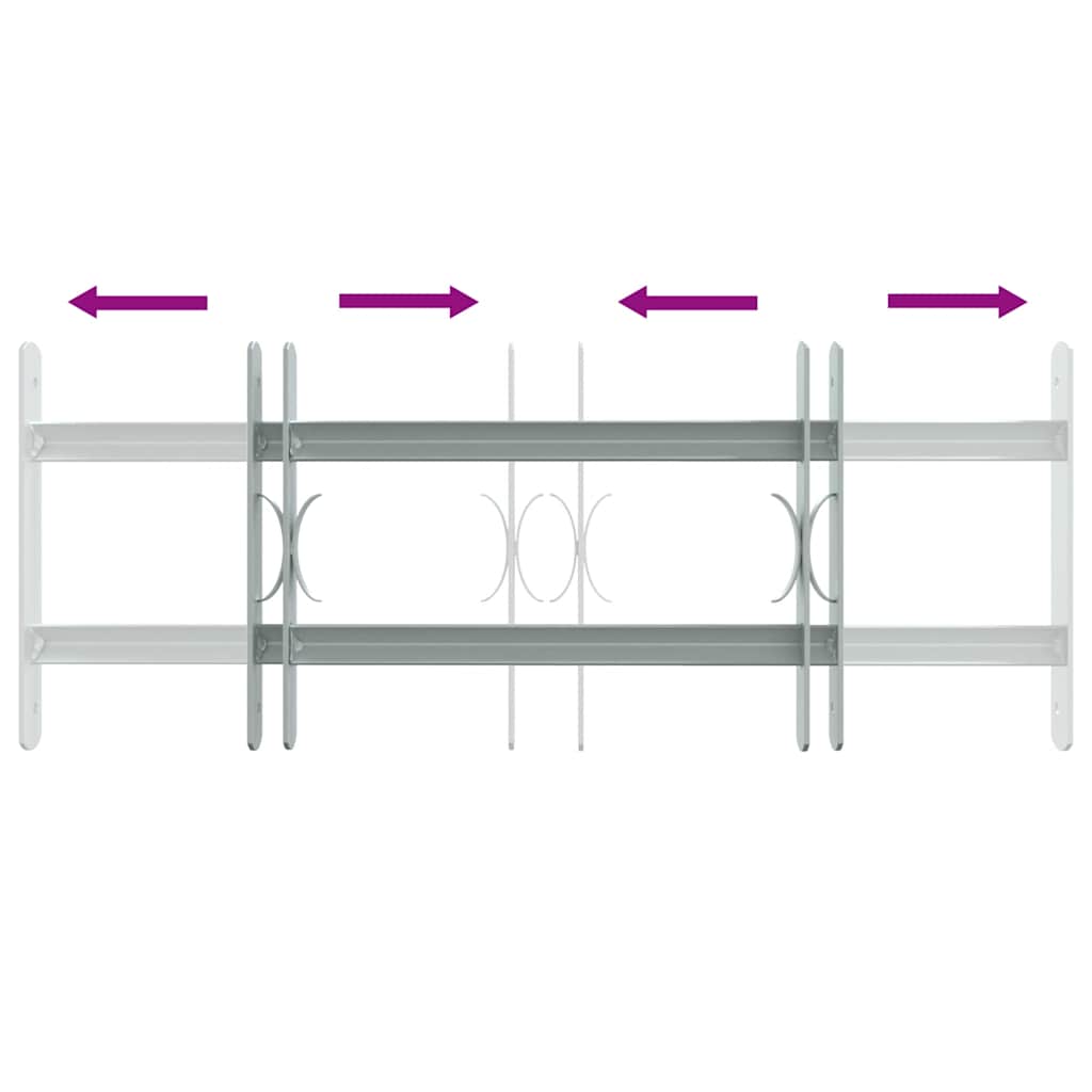 Adjustable Security Grille for Windows with 2 Crossbars 500-650 mm