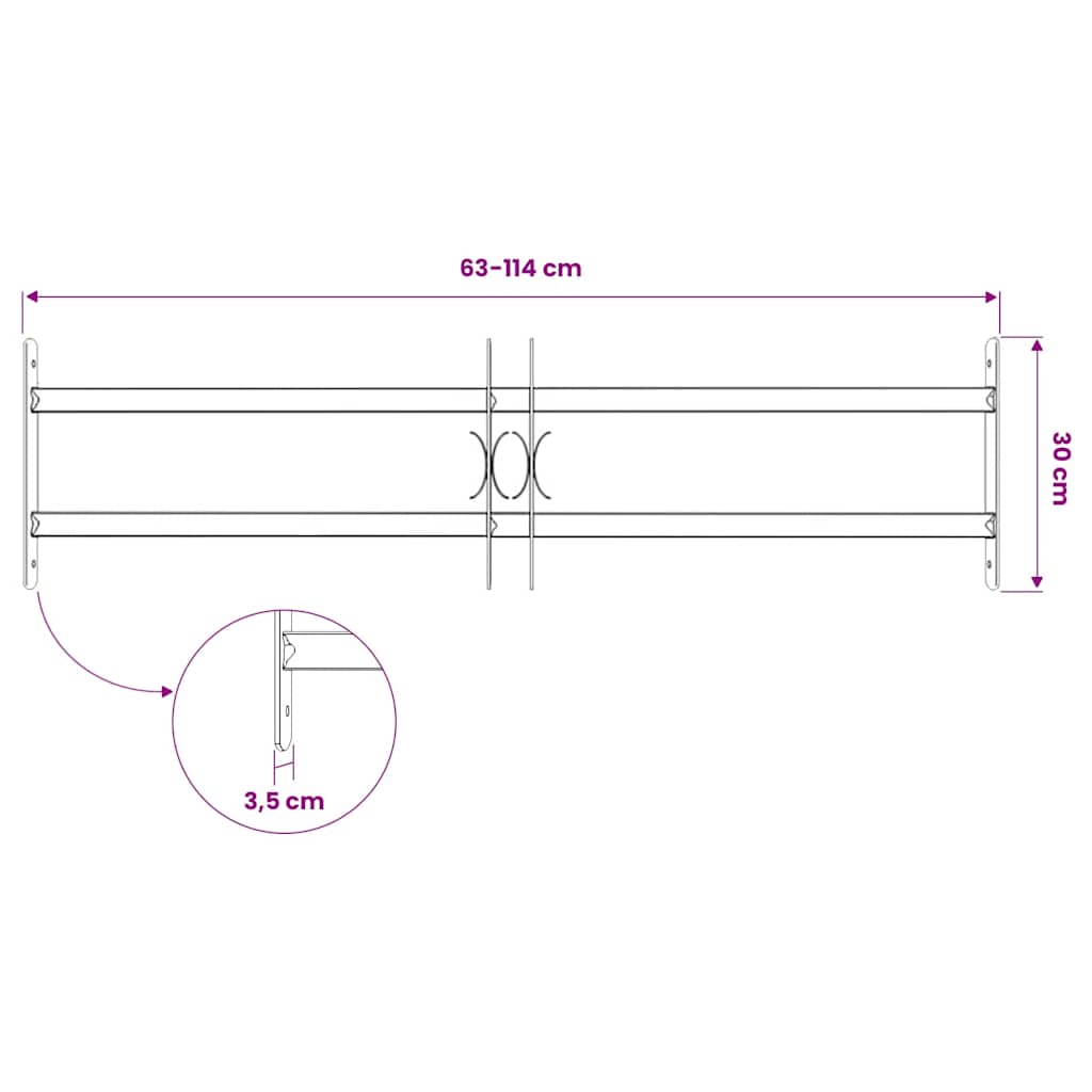 Adjustable Security Grille for Windows with 2 Crossbars 700-1050 mm