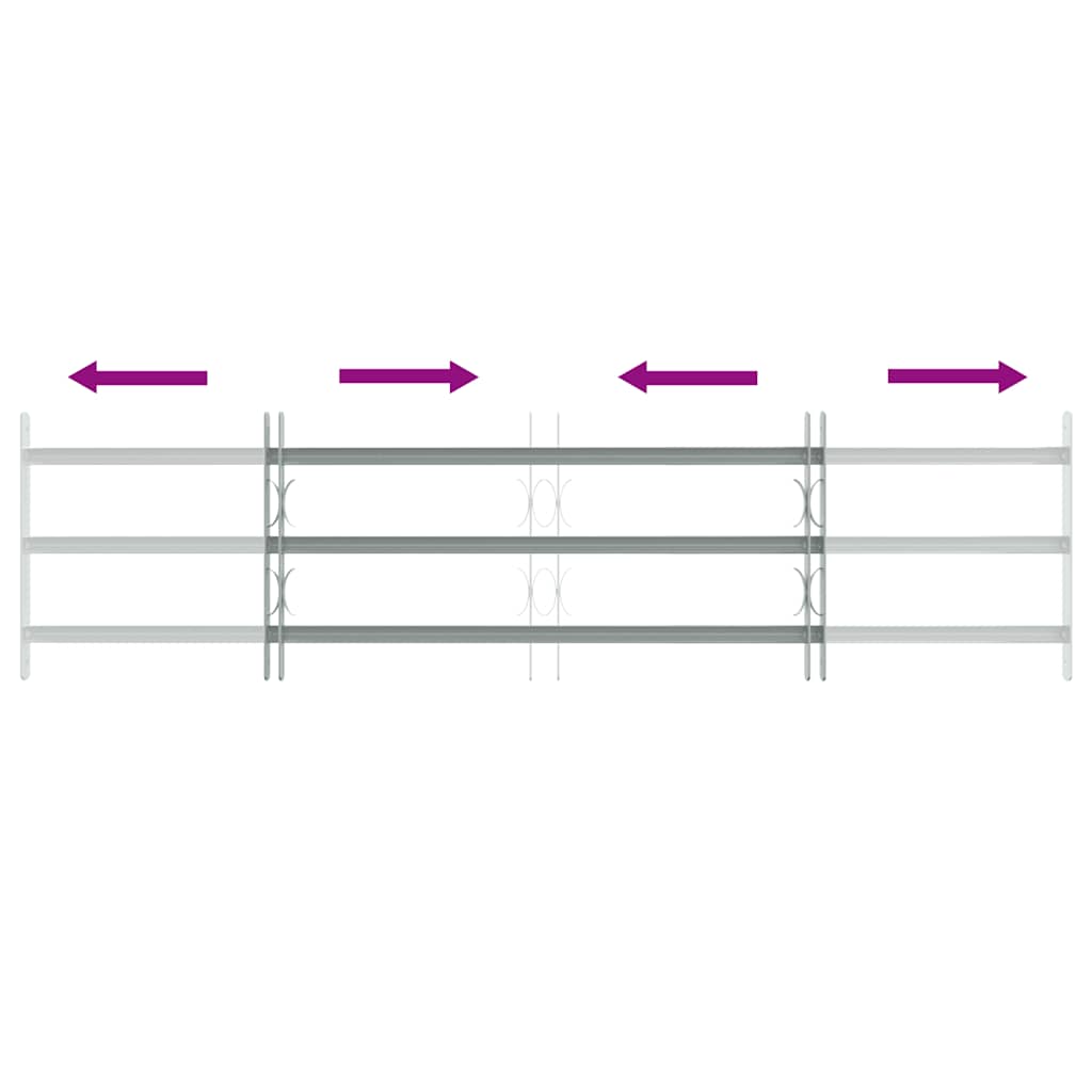 Adjustable Security Grille for Windows with 3 Crossbars 1000-1500 mm
