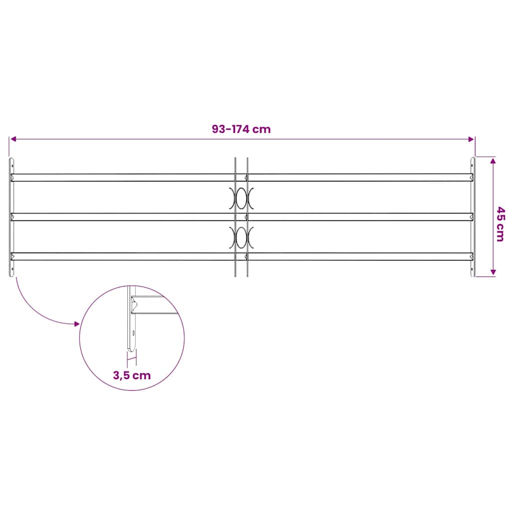 Adjustable Security Grille for Windows with 3 Crossbars 1000-1500 mm