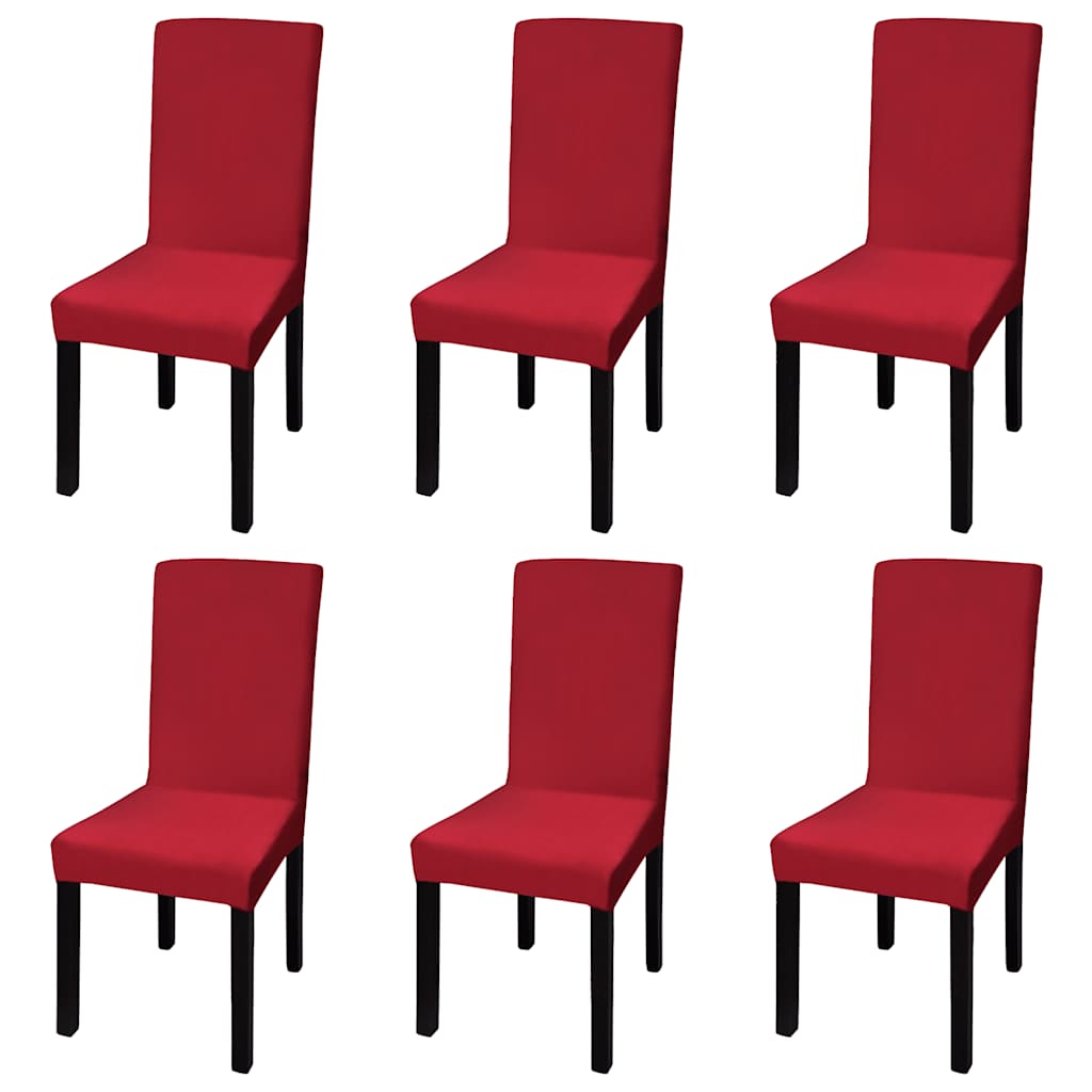 6 pcs Bordeaux Straight Stretchable Chair Cover