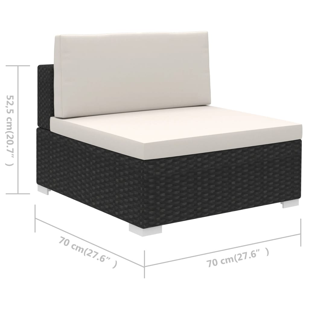6 Piece Garden Lounge Set with Cushions Poly Rattan Black