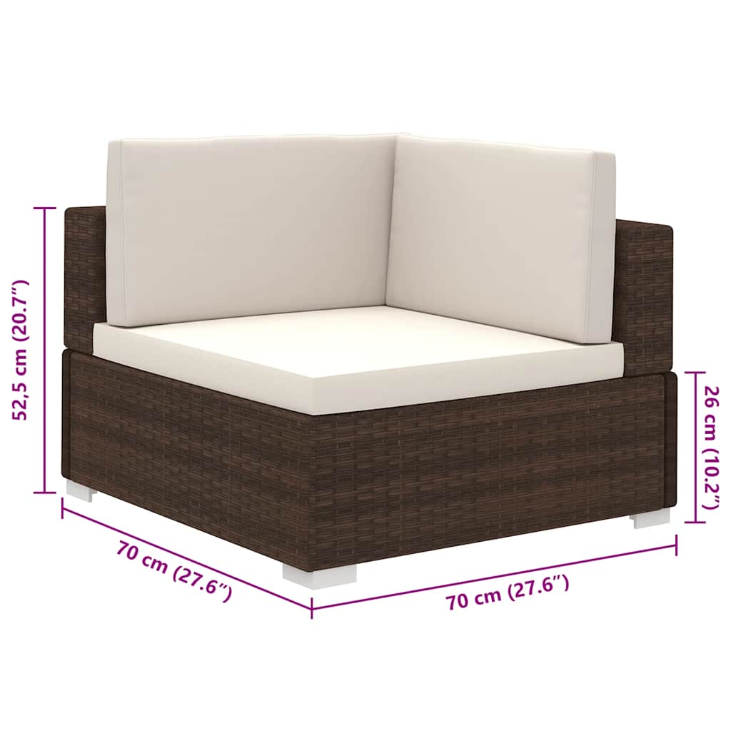 8 Piece Garden Lounge Set with Cushions Poly Rattan Brown