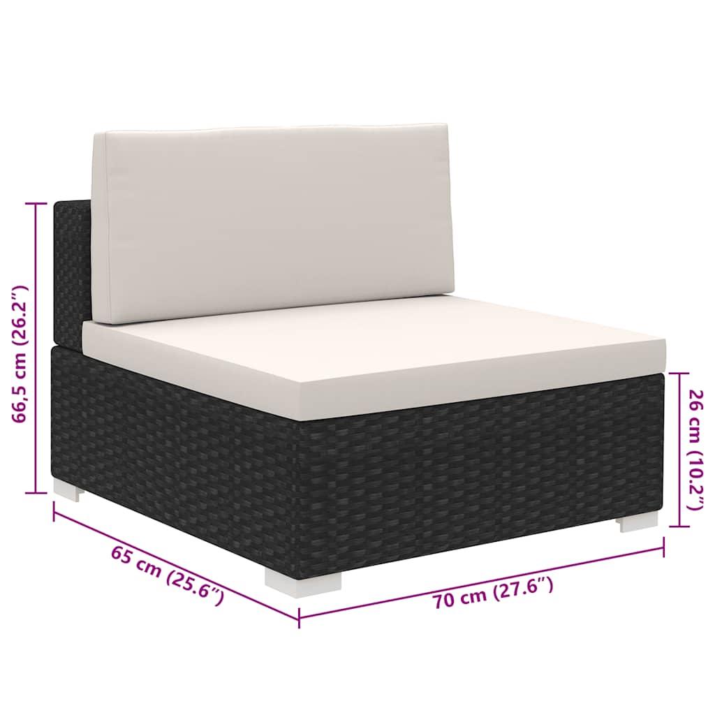 8 Piece Garden Lounge Set with Cushions Poly Rattan Black