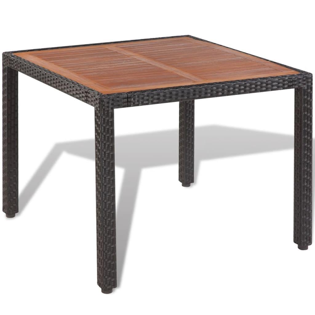 5 Piece Outdoor Dining Set with Cushions Poly Rattan Black