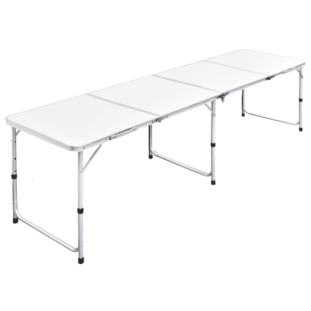 Foldable Camping Table Height Adjustable Aluminium 240 x 60 cm