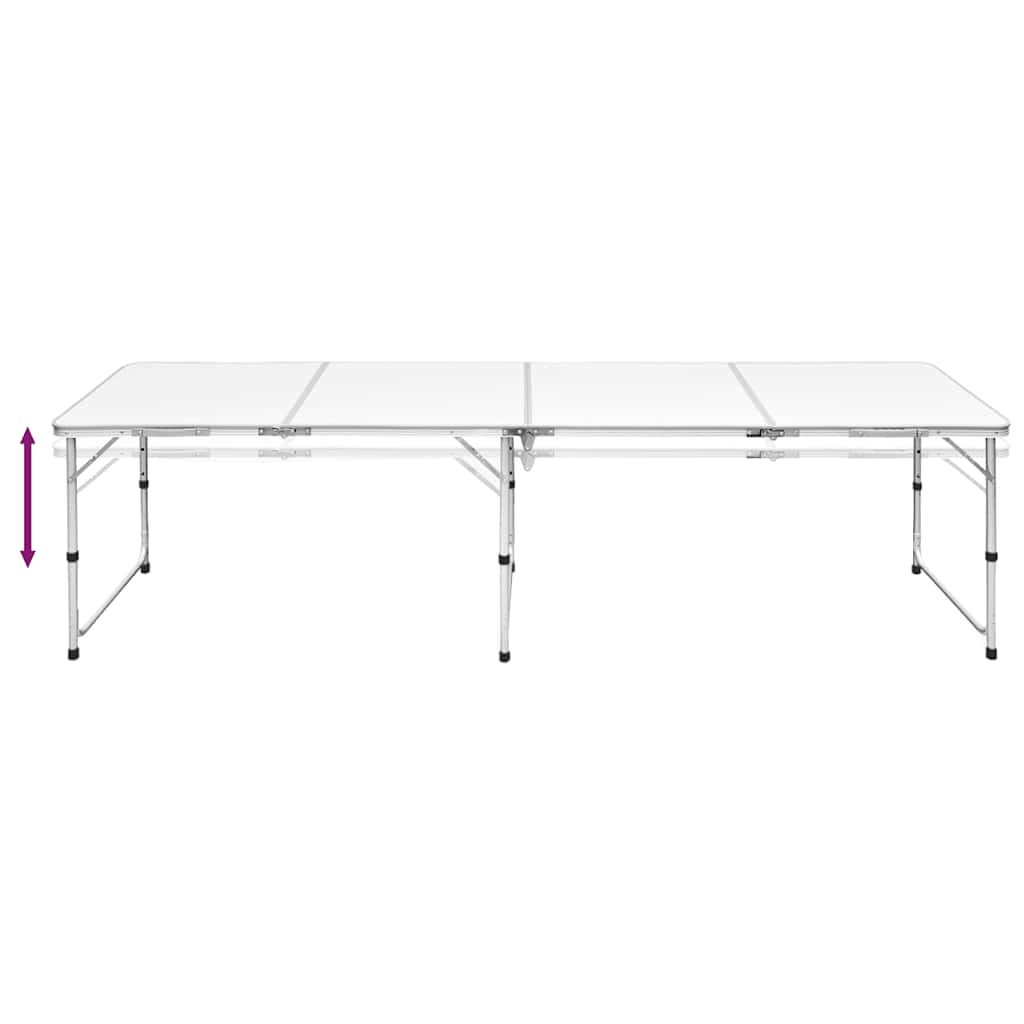 Foldable Camping Table Height Adjustable Aluminium 240 x 60 cm