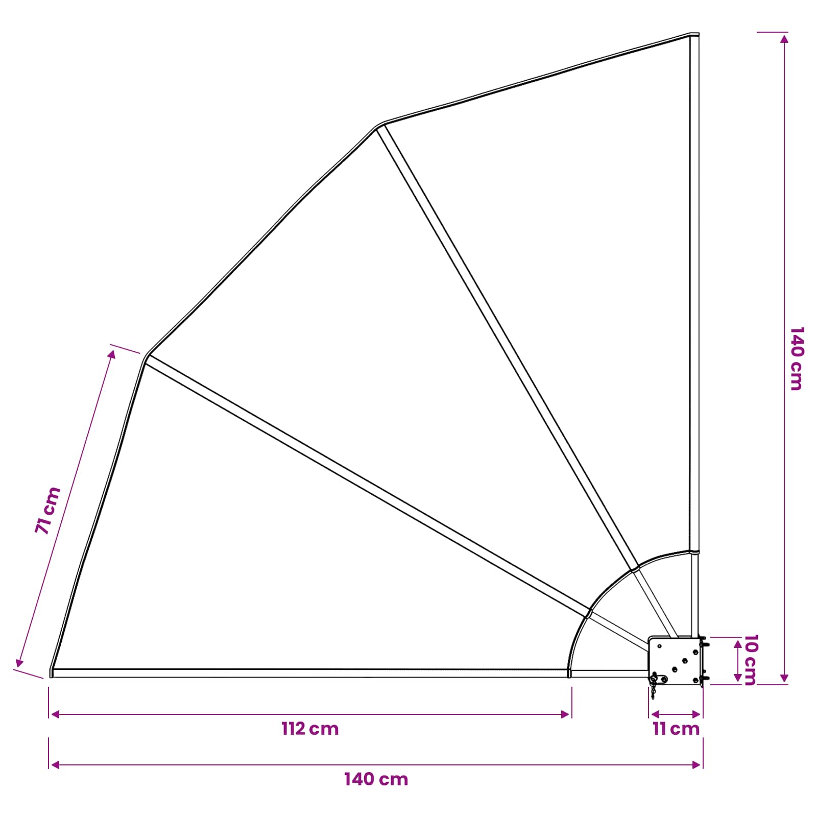 Collapsible Balcony Side Awning Grey 140x140 cm