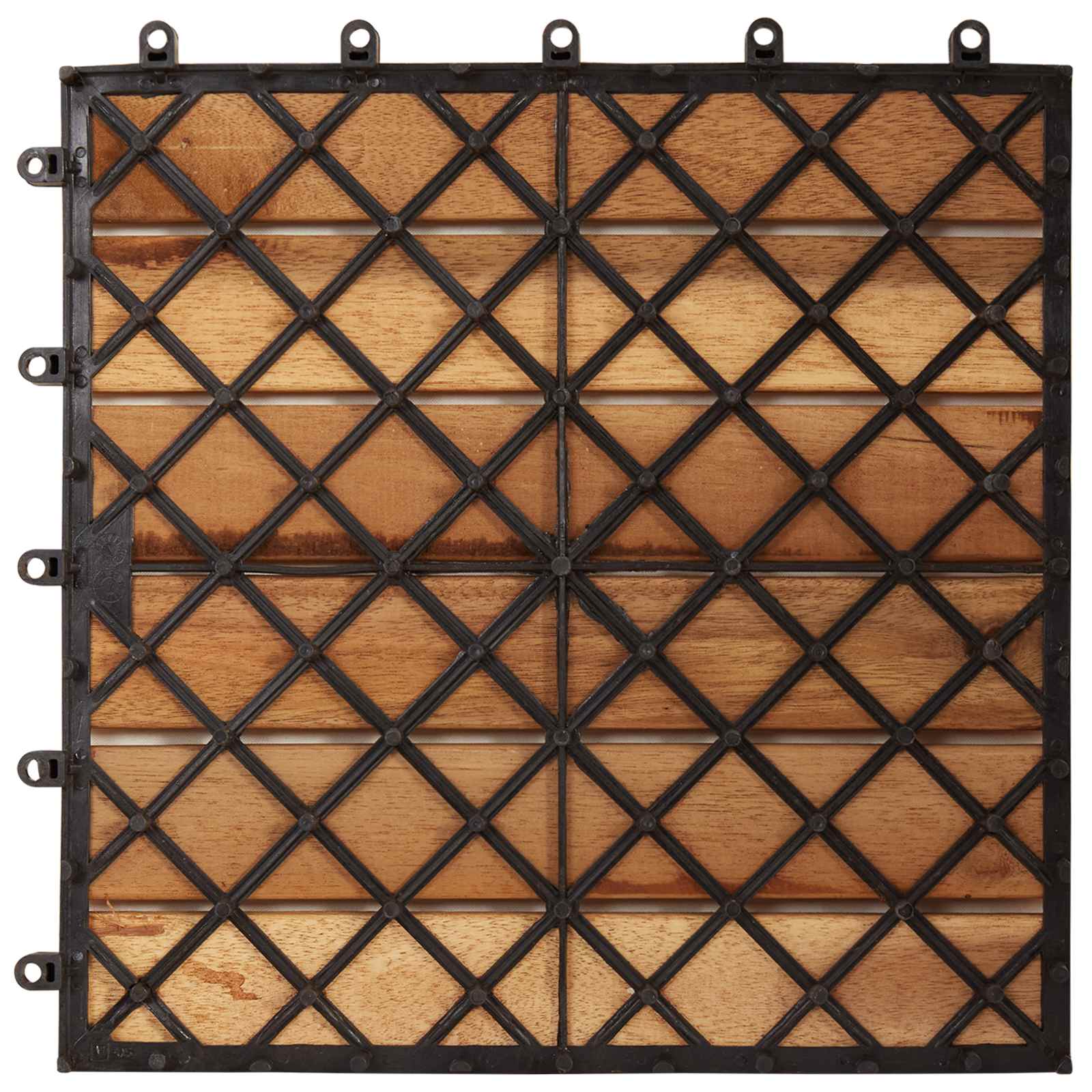 Decking Tile 10 pcs Brown 30 x 30 cm Acacia Hardwood