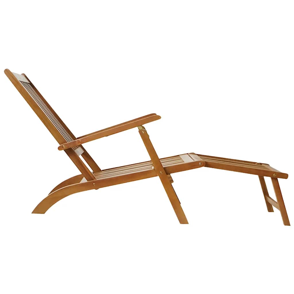 Outdoor Deck Chair with Footrest Solid Acacia Wood