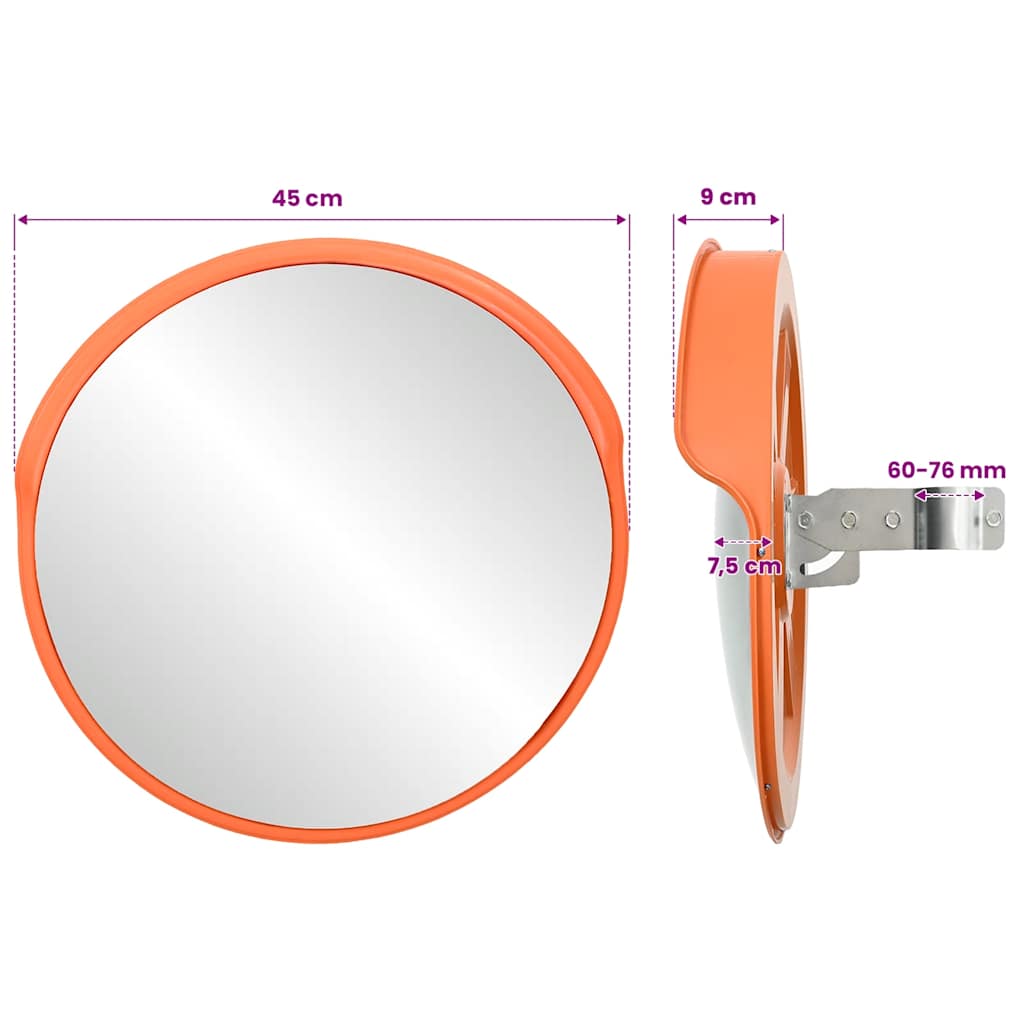 Convex Traffic Mirror PC Plastic Orange 45 cm Outdoor