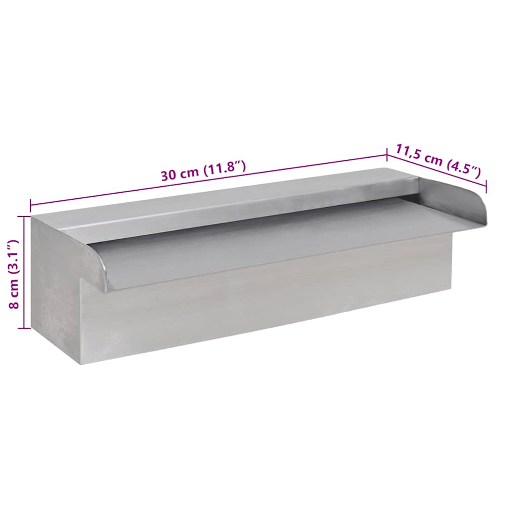 Rectangular Waterfall Pool Fountain Stainless Steel 30 cm