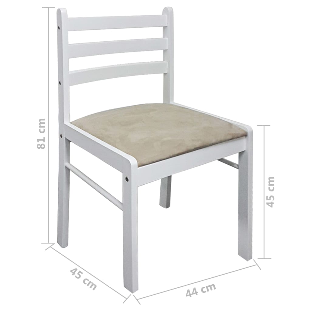 Dining Chairs 2 pcs White Solid Rubber Wood and Velvet