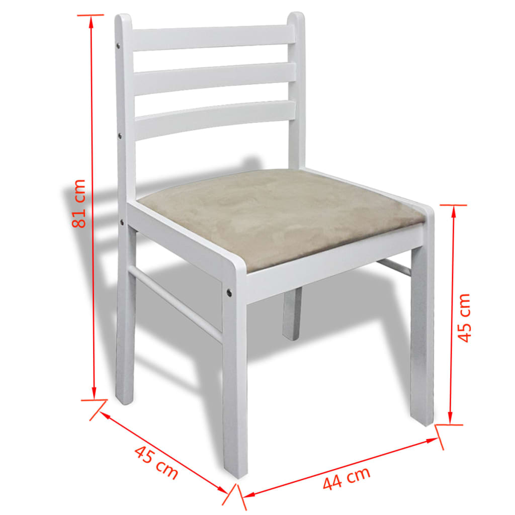 Dining Chairs 6 pcs White Solid Wood and Velvet