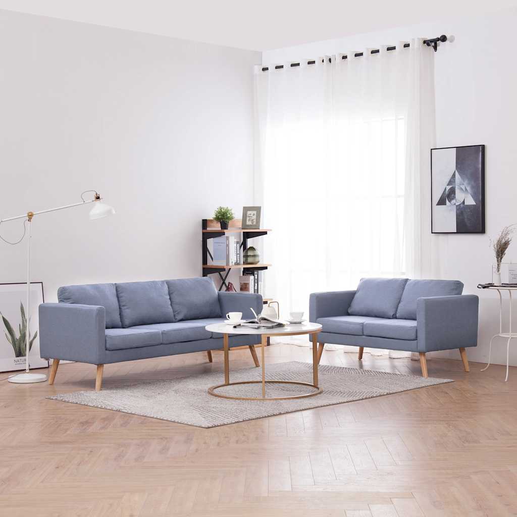 Sofa Set 2-Seater and 3-Seater Fabric Light Grey